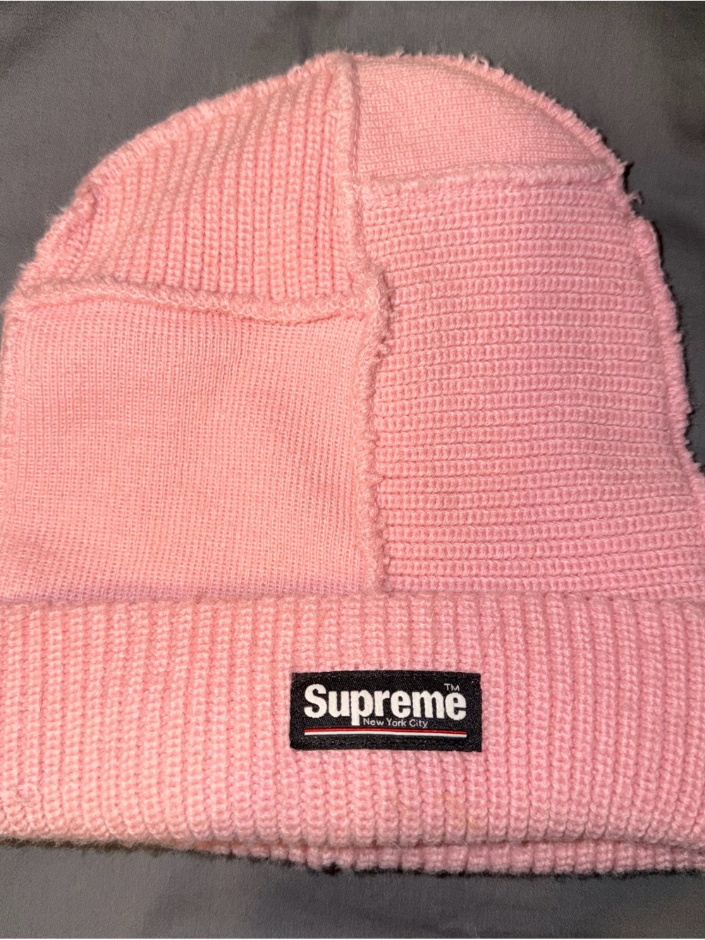 Supreme Pink Patchwork Knit Beanie - Kids